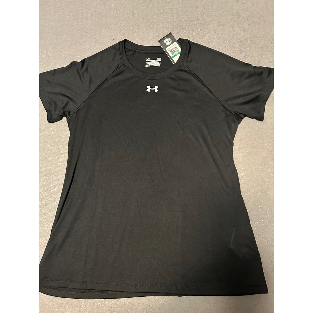 Under Armour Women HeatGear Loose Fit Short Sleeve Training T-Shirt Black LG